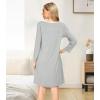image:imageWiWi Bamboo Viscose Nightgowns for Women Cool Sleep Shirt Super Soft Long Sleeve Lightweight Plus Size Nightshirt S4XAheather Grey