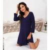 image:imageWiWi Bamboo Viscose Nightgowns for Women Cool Sleep Shirt Super Soft Long Sleeve Lightweight Plus Size Nightshirt S4XAnavy