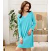image:imageWiWi Bamboo Viscose Nightgowns for Women Cool Sleep Shirt Super Soft Long Sleeve Lightweight Plus Size Nightshirt S4XAturquoise