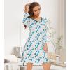 image:imageWiWi Bamboo Viscose Nightgowns for Women Cool Sleep Shirt Super Soft Long Sleeve Lightweight Plus Size Nightshirt S4XAwhiteTeal Blue Dots