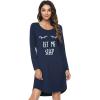 image:imageWiWi Bamboo Viscose Nightgowns for Women Cool Sleep Shirt Super Soft Long Sleeve Lightweight Plus Size Nightshirt S4XBdark BlueEye