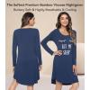 image:imageWiWi Bamboo Viscose Nightgowns for Women Cool Sleep Shirt Super Soft Long Sleeve Lightweight Plus Size Nightshirt S4XBdark BlueEye