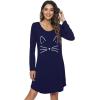 image:imageWiWi Bamboo Viscose Nightgowns for Women Cool Sleep Shirt Super Soft Long Sleeve Lightweight Plus Size Nightshirt S4XBnavyCat