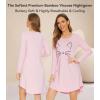 image:imageWiWi Bamboo Viscose Nightgowns for Women Cool Sleep Shirt Super Soft Long Sleeve Lightweight Plus Size Nightshirt S4XBpinkCat