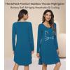 image:imageWiWi Bamboo Viscose Nightgowns for Women Cool Sleep Shirt Super Soft Long Sleeve Lightweight Plus Size Nightshirt S4XBteal BlueCat