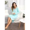image:imageWiWi Bamboo Viscose Nightgowns for Women Soft Long Sleeve Sleep Shirt Nightshirts Cooling Pajamas Sleepwear S4XAaqua