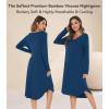 image:imageWiWi Bamboo Viscose Nightgowns for Women Soft Long Sleeve Sleep Shirt Nightshirts Cooling Pajamas Sleepwear S4XAink Blue