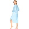 image:imageWiWi Bamboo Viscose Nightgowns for Women Soft Long Sleeve Sleep Shirt Nightshirts Cooling Pajamas Sleepwear S4XApale Blue