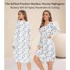 image:imageWiWi Bamboo Viscose Nightgowns for Women Soft Long Sleeve Sleep Shirt Nightshirts Cooling Pajamas Sleepwear S4XAwhiteGreen Dots