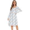image:imageWiWi Bamboo Viscose Nightgowns for Women Soft Long Sleeve Sleep Shirt Nightshirts Cooling Pajamas Sleepwear S4XAwhiteGreen Dots
