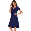 image:imageWiWi Bamboo Viscose Nightgowns for Women Soft Long Sleeve Sleep Shirt Nightshirts Cooling Pajamas Sleepwear S4XBblue Depth