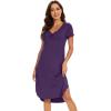 image:imageWiWi Bamboo Viscose Nightgowns for Women Soft Long Sleeve Sleep Shirt Nightshirts Cooling Pajamas Sleepwear S4XBdark Purple