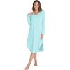image:imageWiWi Bamboo Viscose Nightgowns for Women Soft Long Sleeve Sleep Shirt Nightshirts Cooling Pajamas Sleepwear S4XEaqua