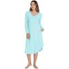 image:imageWiWi Bamboo Viscose Nightgowns for Women Soft Long Sleeve Sleep Shirt Nightshirts Cooling Pajamas Sleepwear S4XEaqua