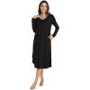 image:imageWiWi Bamboo Viscose Nightgowns for Women Soft Long Sleeve Sleep Shirt Nightshirts Cooling Pajamas Sleepwear S4XEblack