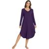 image:imageWiWi Bamboo Viscose Nightgowns for Women Soft Long Sleeve Sleep Shirt Nightshirts Cooling Pajamas Sleepwear S4XEdark Purple