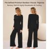 image:imageWiWi Bamboo Viscose Pajama Set for Women Super Soft Long Sleeve Top with Pants Loungewear Cooling 2 Piece Pjs Sets SXXLAblack
