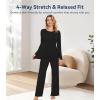 image:imageWiWi Bamboo Viscose Pajama Set for Women Super Soft Long Sleeve Top with Pants Loungewear Cooling 2 Piece Pjs Sets SXXLAblack