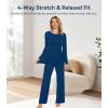 image:imageWiWi Bamboo Viscose Pajama Set for Women Super Soft Long Sleeve Top with Pants Loungewear Cooling 2 Piece Pjs Sets SXXLAink Blue