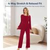 image:imageWiWi Bamboo Viscose Pajama Set for Women Super Soft Long Sleeve Top with Pants Loungewear Cooling 2 Piece Pjs Sets SXXLAwine Red