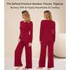 image:imageWiWi Bamboo Viscose Pajama Set for Women Super Soft Long Sleeve Top with Pants Loungewear Cooling 2 Piece Pjs Sets SXXLAwine Red