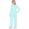 image:imageWiWi Bamboo Viscose Pajamas Sets for Women Lace Trim Long Sleeve Sleepwear Lounge Sets Plus Size Pjs with pockets S4XAaqua