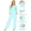 image:imageWiWi Bamboo Viscose Pajamas Sets for Women Lace Trim Long Sleeve Sleepwear Lounge Sets Plus Size Pjs with pockets S4XAaqua