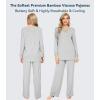 image:imageWiWi Bamboo Viscose Pajamas Sets for Women Lace Trim Long Sleeve Sleepwear Lounge Sets Plus Size Pjs with pockets S4XAash Grey
