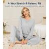 image:imageWiWi Bamboo Viscose Pajamas Sets for Women Lace Trim Long Sleeve Sleepwear Lounge Sets Plus Size Pjs with pockets S4XAash Grey