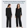image:imageWiWi Bamboo Viscose Pajamas Sets for Women Lace Trim Long Sleeve Sleepwear Lounge Sets Plus Size Pjs with pockets S4XAblack