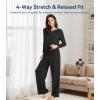 image:imageWiWi Bamboo Viscose Pajamas Sets for Women Lace Trim Long Sleeve Sleepwear Lounge Sets Plus Size Pjs with pockets S4XAblack
