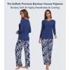 image:imageWiWi Bamboo Viscose Pajamas Sets for Women Lace Trim Long Sleeve Sleepwear Lounge Sets Plus Size Pjs with pockets S4XAblue Depthgray Peony