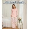 image:imageWiWi Bamboo Viscose Pajamas Sets for Women Lace Trim Long Sleeve Sleepwear Lounge Sets Plus Size Pjs with pockets S4XAblushpink Flowers