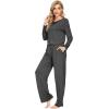 image:imageWiWi Bamboo Viscose Pajamas Sets for Women Lace Trim Long Sleeve Sleepwear Lounge Sets Plus Size Pjs with pockets S4XAcharcoal Heather