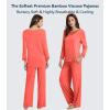 image:imageWiWi Bamboo Viscose Pajamas Sets for Women Lace Trim Long Sleeve Sleepwear Lounge Sets Plus Size Pjs with pockets S4XAcoral