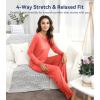 image:imageWiWi Bamboo Viscose Pajamas Sets for Women Lace Trim Long Sleeve Sleepwear Lounge Sets Plus Size Pjs with pockets S4XAcoral