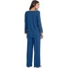 image:imageWiWi Bamboo Viscose Pajamas Sets for Women Lace Trim Long Sleeve Sleepwear Lounge Sets Plus Size Pjs with pockets S4XAdark Blue
