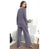 image:imageWiWi Bamboo Viscose Pajamas Sets for Women Lace Trim Long Sleeve Sleepwear Lounge Sets Plus Size Pjs with pockets S4XAdark Grey