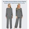 image:imageWiWi Bamboo Viscose Pajamas Sets for Women Lace Trim Long Sleeve Sleepwear Lounge Sets Plus Size Pjs with pockets S4XAdark Heather Grey