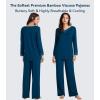 image:imageWiWi Bamboo Viscose Pajamas Sets for Women Lace Trim Long Sleeve Sleepwear Lounge Sets Plus Size Pjs with pockets S4XAink Blue