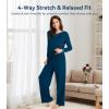 image:imageWiWi Bamboo Viscose Pajamas Sets for Women Lace Trim Long Sleeve Sleepwear Lounge Sets Plus Size Pjs with pockets S4XAink Blue