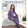 image:imageWiWi Bamboo Viscose Pajamas Sets for Women Lace Trim Long Sleeve Sleepwear Lounge Sets Plus Size Pjs with pockets S4XAlavender