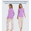 image:imageWiWi Bamboo Viscose Pajamas Sets for Women Lace Trim Long Sleeve Sleepwear Lounge Sets Plus Size Pjs with pockets S4XAmedium Purplepurple Flowers