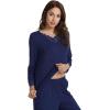 image:imageWiWi Bamboo Viscose Pajamas Sets for Women Lace Trim Long Sleeve Sleepwear Lounge Sets Plus Size Pjs with pockets S4XAnavy