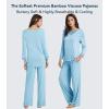 image:imageWiWi Bamboo Viscose Pajamas Sets for Women Lace Trim Long Sleeve Sleepwear Lounge Sets Plus Size Pjs with pockets S4XApale Blue