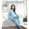 image:imageWiWi Bamboo Viscose Pajamas Sets for Women Lace Trim Long Sleeve Sleepwear Lounge Sets Plus Size Pjs with pockets S4XApale Blue