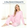 image:imageWiWi Bamboo Viscose Pajamas Sets for Women Lace Trim Long Sleeve Sleepwear Lounge Sets Plus Size Pjs with pockets S4XApink
