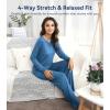 image:imageWiWi Bamboo Viscose Pajamas Sets for Women Lace Trim Long Sleeve Sleepwear Lounge Sets Plus Size Pjs with pockets S4XAprussian Blue
