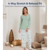 image:imageWiWi Bamboo Viscose Pajamas Sets for Women Lace Trim Long Sleeve Sleepwear Lounge Sets Plus Size Pjs with pockets S4XAsage Greengreen Leaf