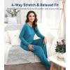 image:imageWiWi Bamboo Viscose Pajamas Sets for Women Lace Trim Long Sleeve Sleepwear Lounge Sets Plus Size Pjs with pockets S4XAteal Blue